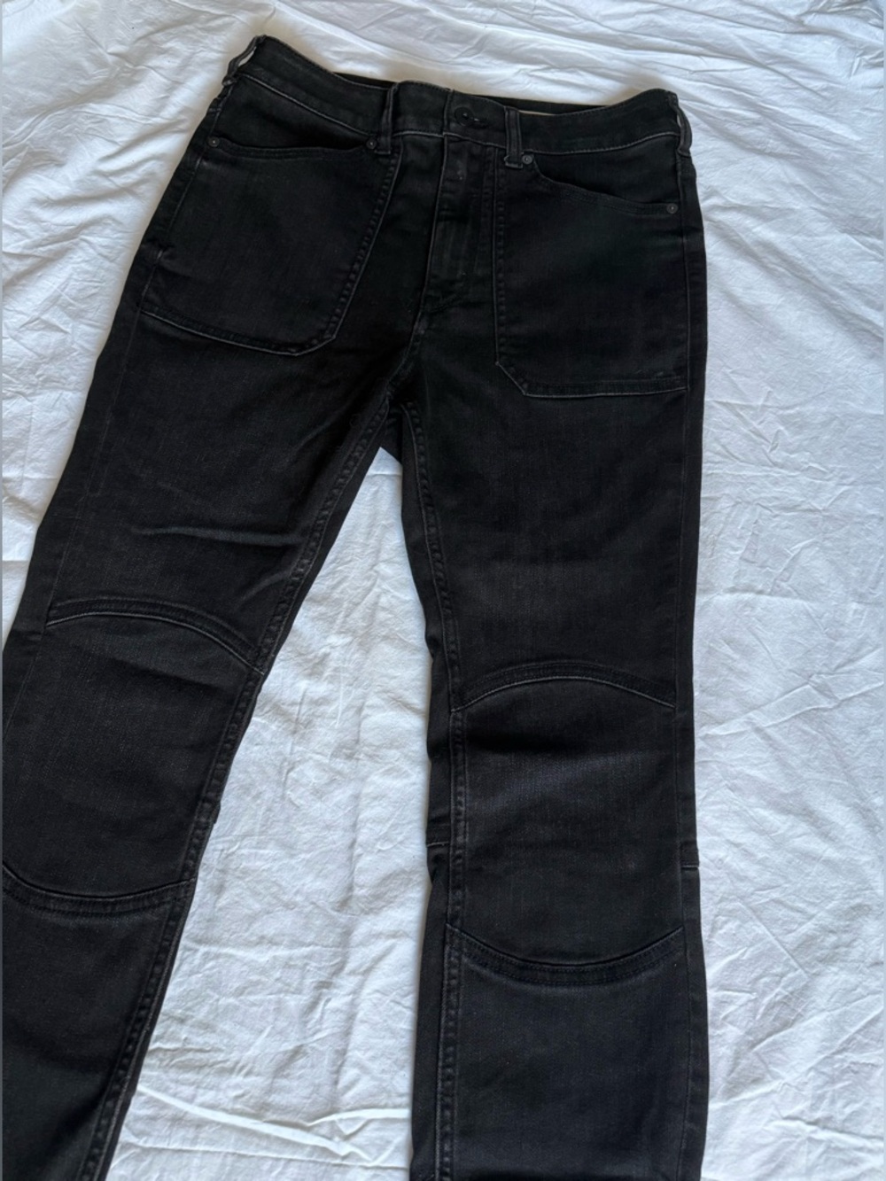 Pilcro and the Letterpress High Rise Black Moto Skinny Jeans Size 30 - Picture 6 of 15